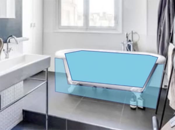 Volume 0 d'une salle de bain avec baignoire