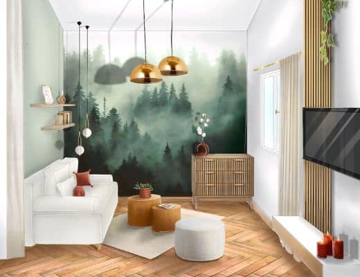 perspective salon ambiance colorée