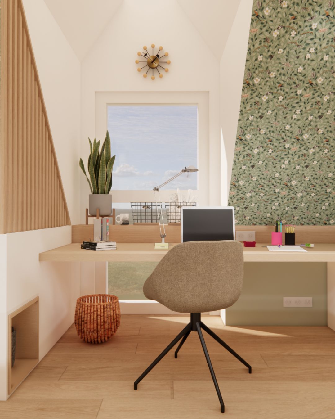 aménager un bureau sur un palier sous combles