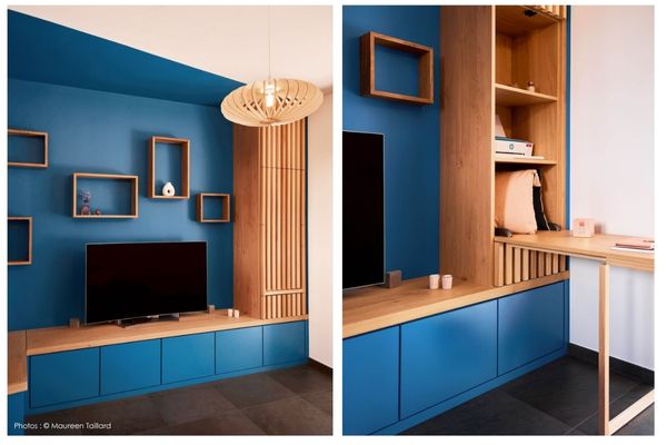 Meuble de salon avec bureau rabattable