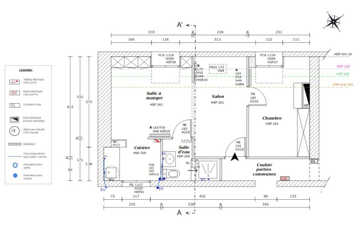 rénovation T2 30m2 sous les toits paris plan existant